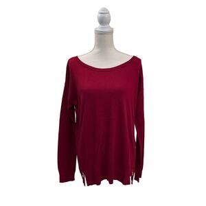 Banana Republic Large Red Sweater Zipper Side Detail Wool Blend EUC